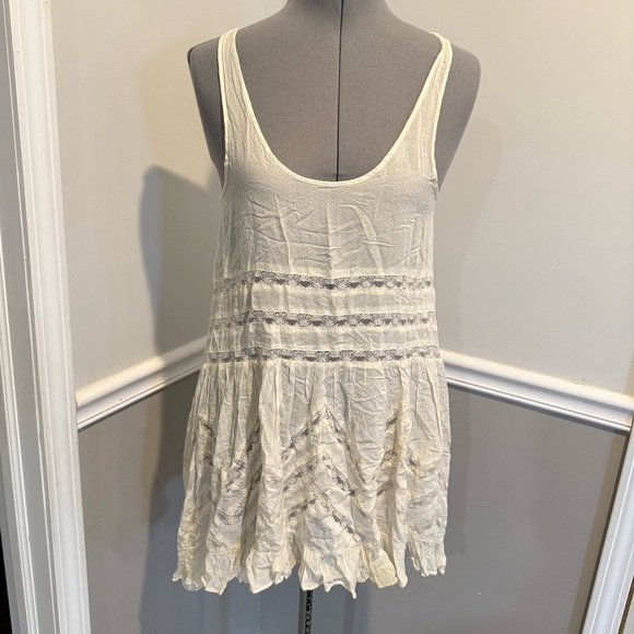 Intimately Free People Womens Voile Lace Trapeze Slip Dress Sz XSmall Cream Boho - Picture 1 of 5